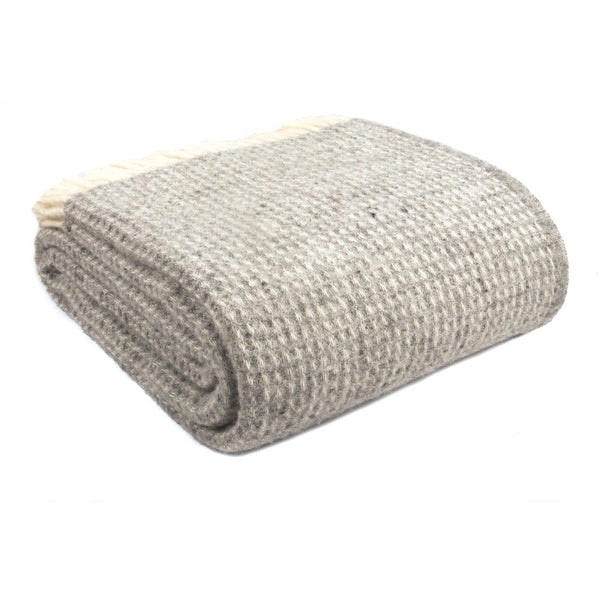 Superking Wool Waffle Throw In Grey by Camperdown Lane