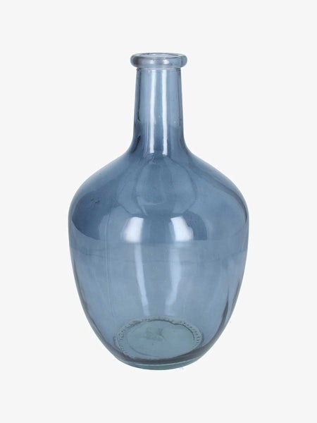 Blue Glass Rum Bottle Vase Large by Gisela Graham