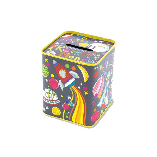 To The Moon Metal Money Box by Rachel Ellen