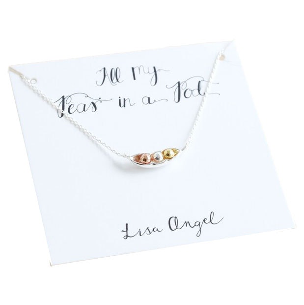 Silver Two Peas in a Pod Necklace by Lisa Angel