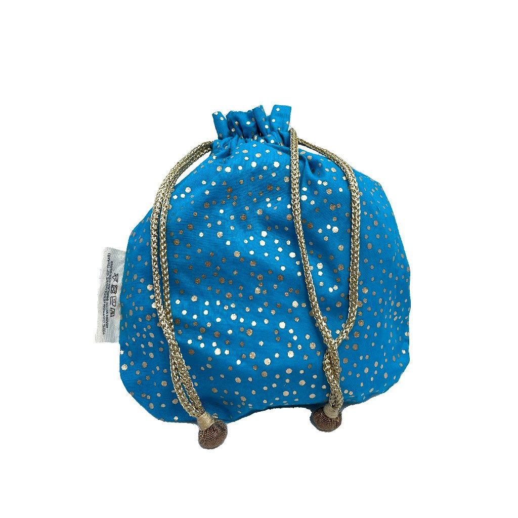 Medium Fabric Drawstring Gift Bag Turquoise by Paper Mirchi