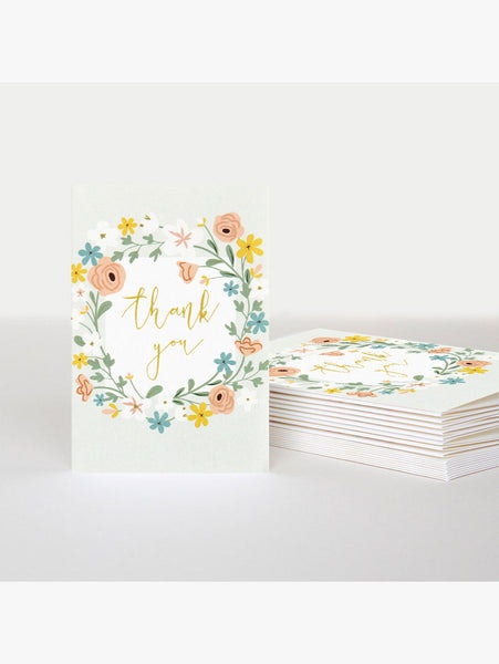 Floral Thank You Notecards Pack Of 10 by Caroline Gardner