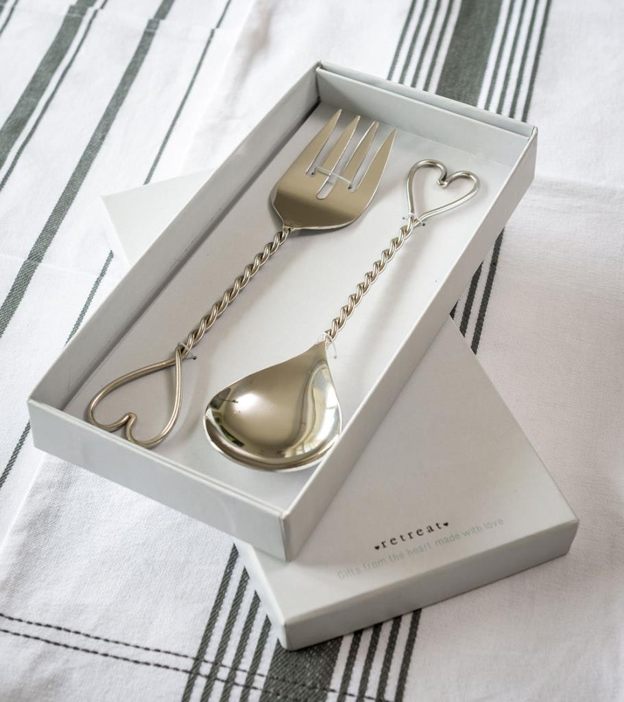 Twist Heart Salad Servers by Retreat Home