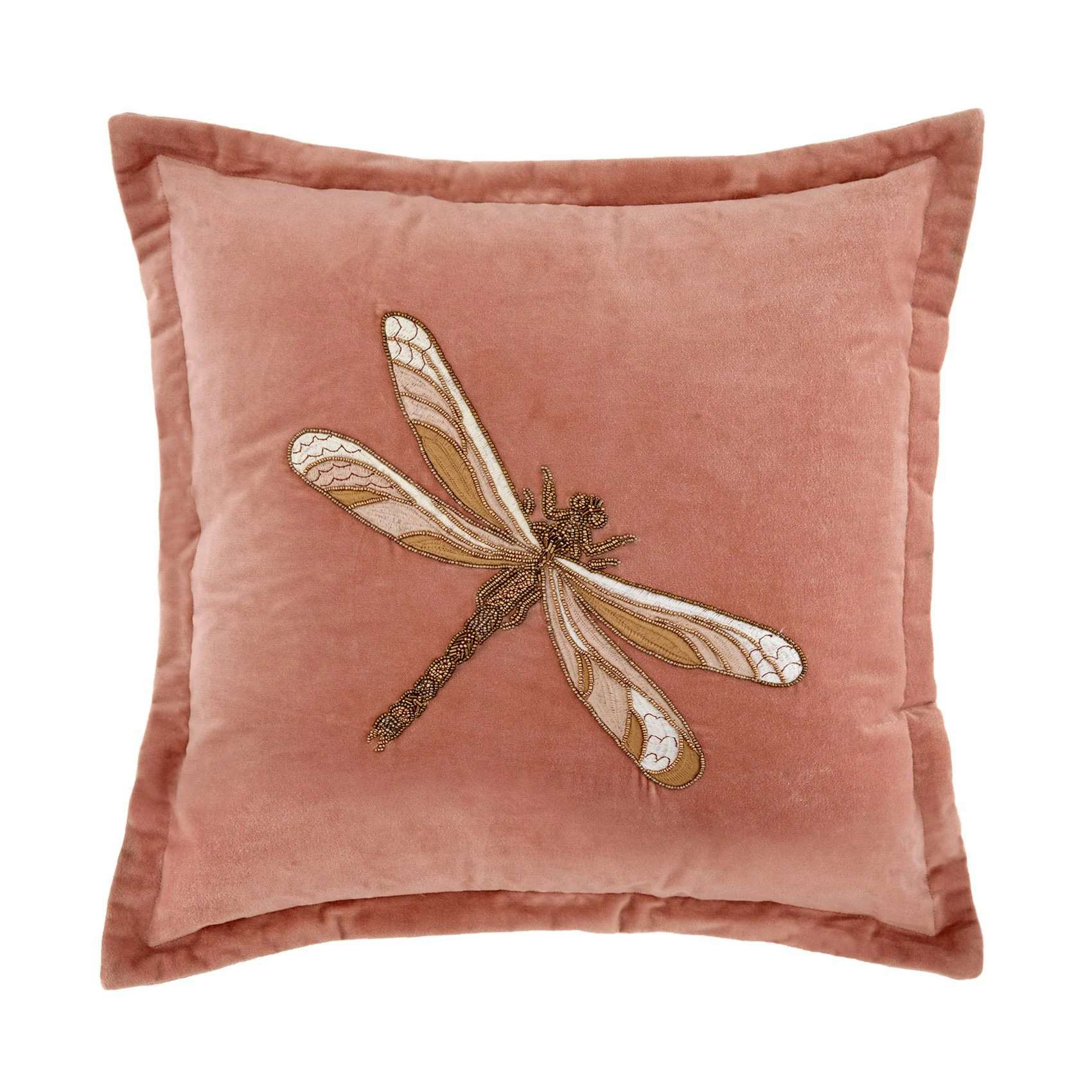 Aria Pink Velvet Dragonfly Cushion by Voyage Maison