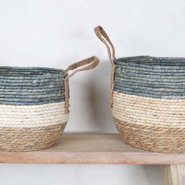 Set Of Three Blue Stripe Baskets by Distinctly Living