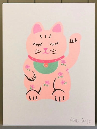 Lucky Cat Print by Petra Boase