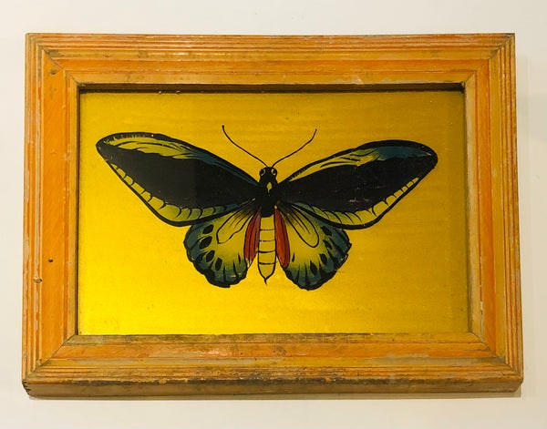 Butterfly Glass Painting With Gold by dickiebirdhomestore