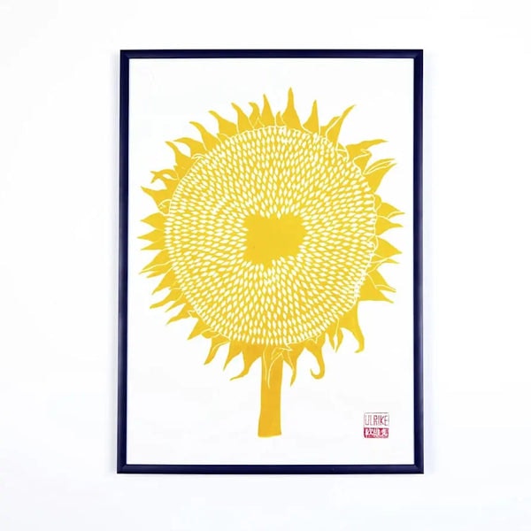 Sunflower Lino Cut Print by Studio Wald