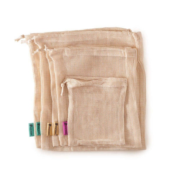 Reusable Mesh Produce Bags - Organic Cotton - Set Of 5 by Wild and Stone