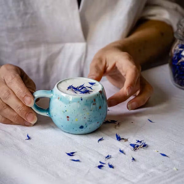 Ceramic Espresso Mug With Speckle Design Blue by TUSKcollection