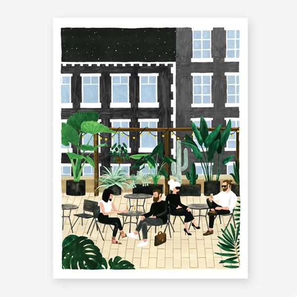 French Rooftop Print Watercolour by TUSKcollection