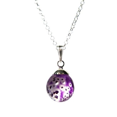 Foxglove Resin Sphere Silver Necklace by Botanic Isles