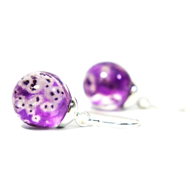Foxglove Resin Sphere Silver Drop Earrings by Botanic Isles