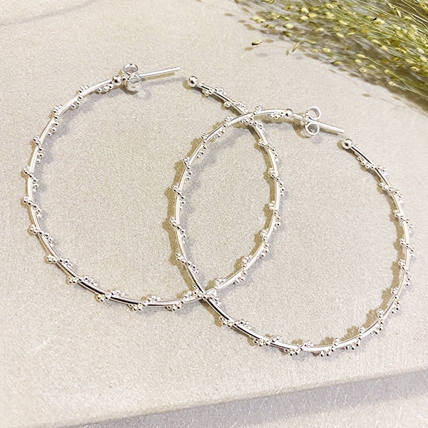 3cm Small Silver Twist Design Hoop by Annie Mundy