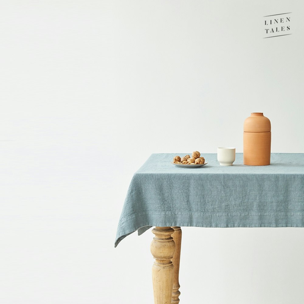 Blue Fog Linen Tablecloth by Linen Tales