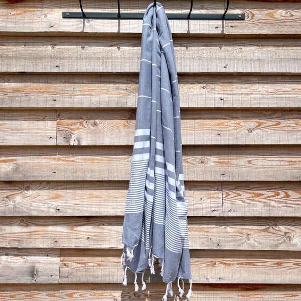 Cotton Hamam Towel In Charcoal by Anza