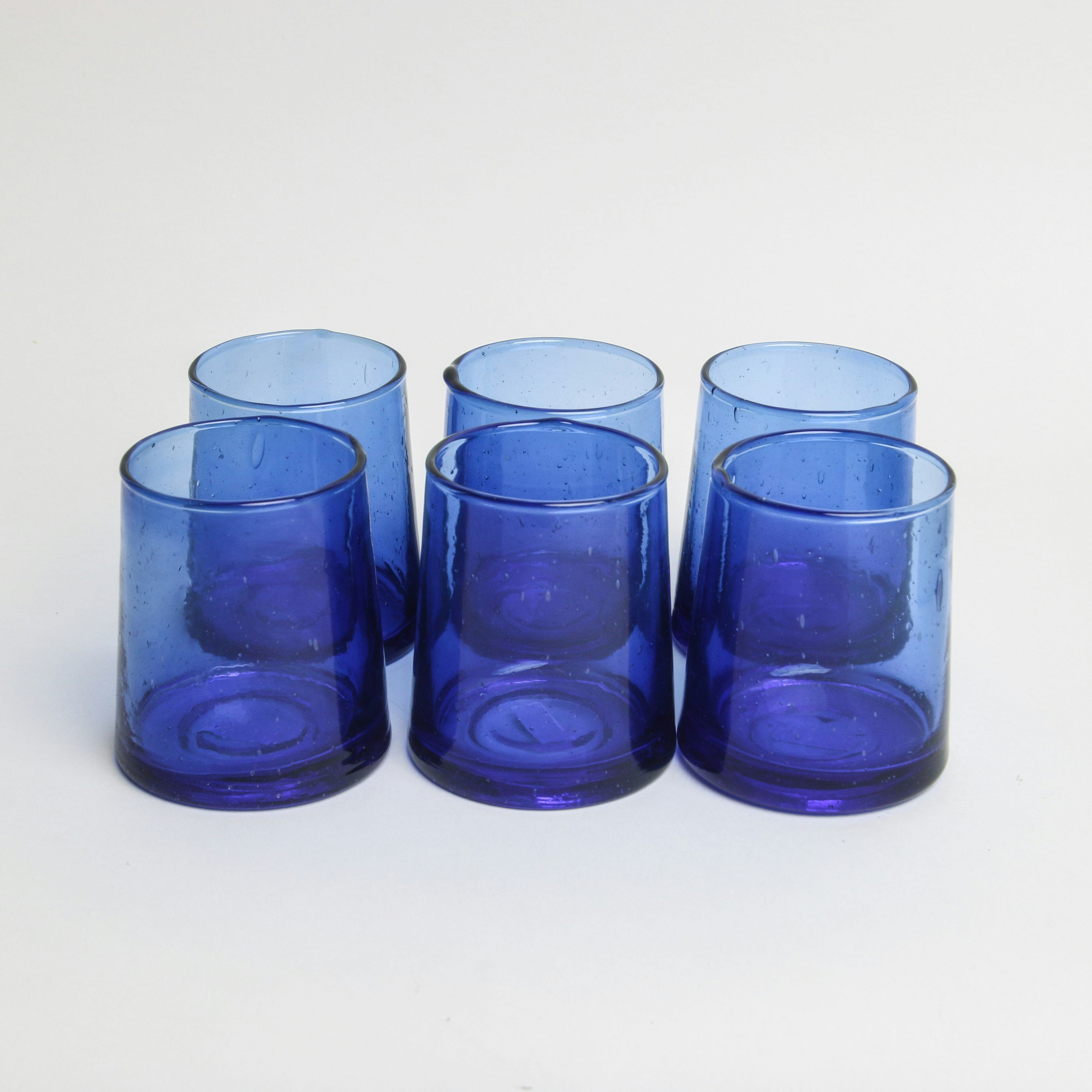 Moroccan Handblown Cone Glasses Blue S/6 by