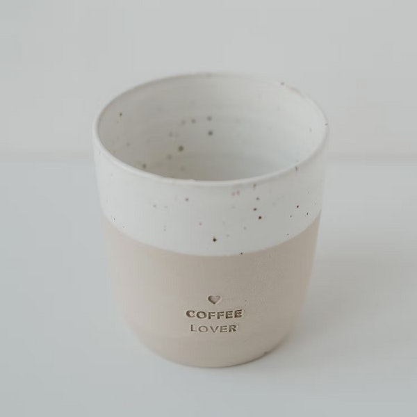Ceramic Mug Pot With Coffee Lover Embossed Design by TUSKcollection