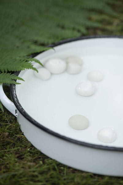 White Enamel Tray With Black Rim And Handles by Ib Laursen