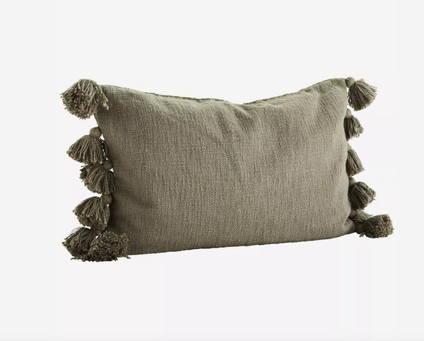 Olive Cushion with Tassels by Madam Stoltz
