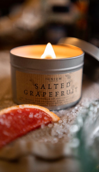 Salted Grapefruit Scented Soy Wax Candle by Ignium Candle Co