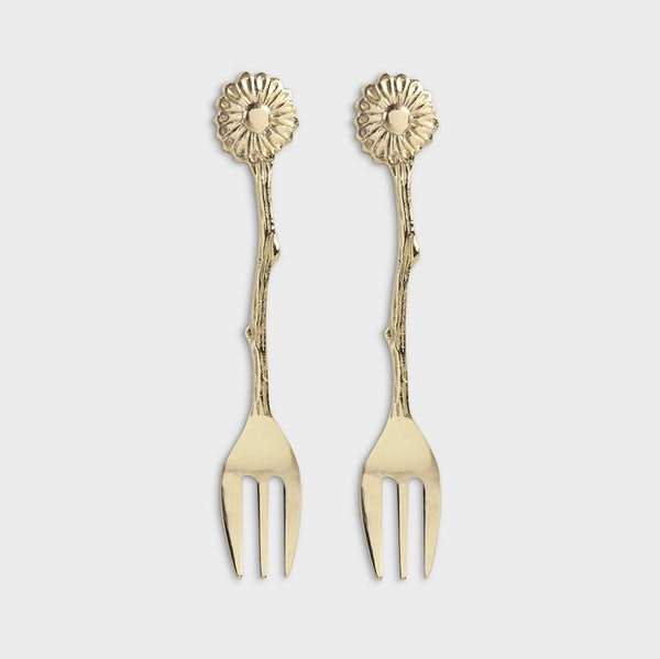 Set Of 2 Gold Daisy Forks by &klevering