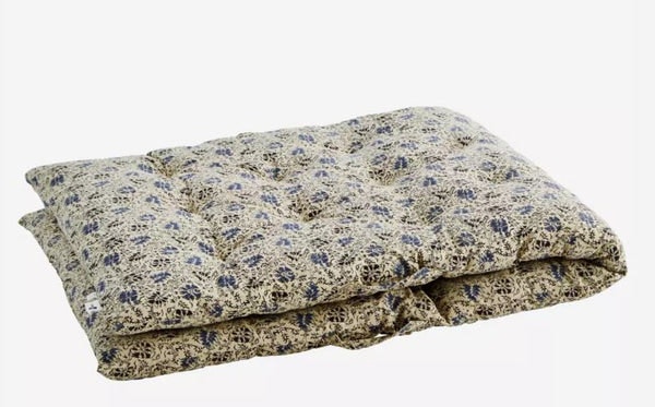 Beige Blue Black Double Sided Printed Cotton Mattress by Madam Stoltz