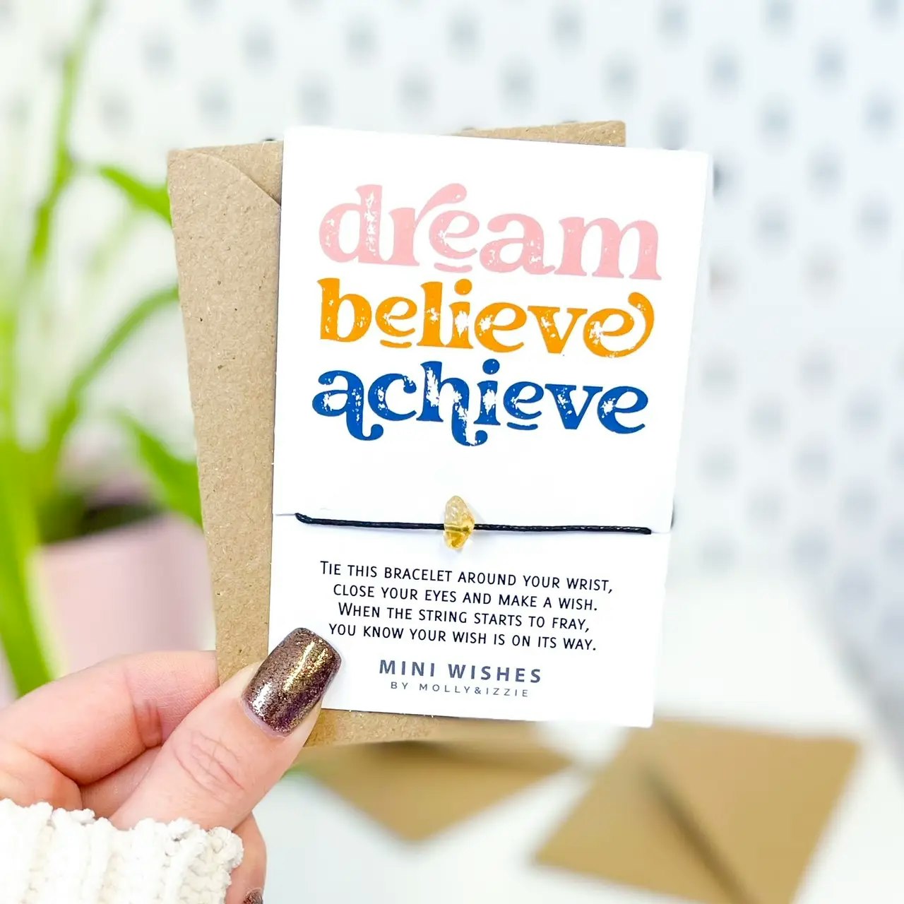 Dream Believe Achieve Mini Crystal Wish Bracelet by Mollie&Izzie