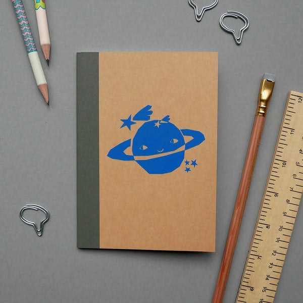 Saturn Hand Screen Printed Notebook by Bella + Phoenix