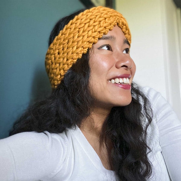 Ribbed Bow Headband Knitting Kit - Mustard Yellow by Stitch & Story