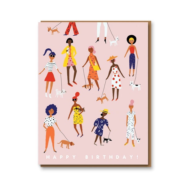 Pooch Walking Birthday Card by Carolyn Suzuki