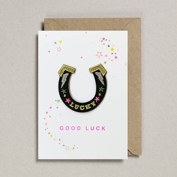 Good Luck Horseshoe Patch Card by Petra Boase