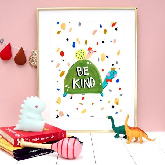 Be Kind Tortoise Print by Eleanor Bowmer