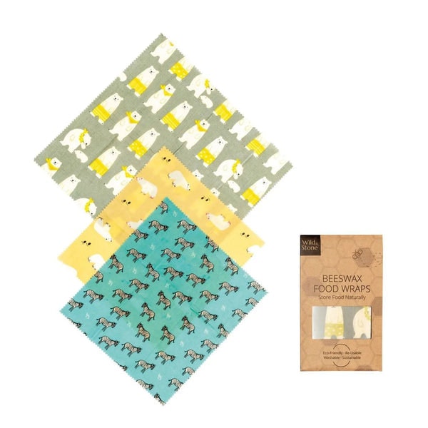 Beeswax Food Wraps - 3 Wrap Pack by Wild and Stone