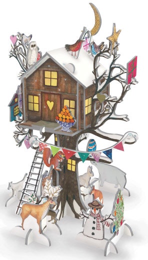 Christmas Treehouse Pink Pop and Slot Advent Calendar by Roger la Borde