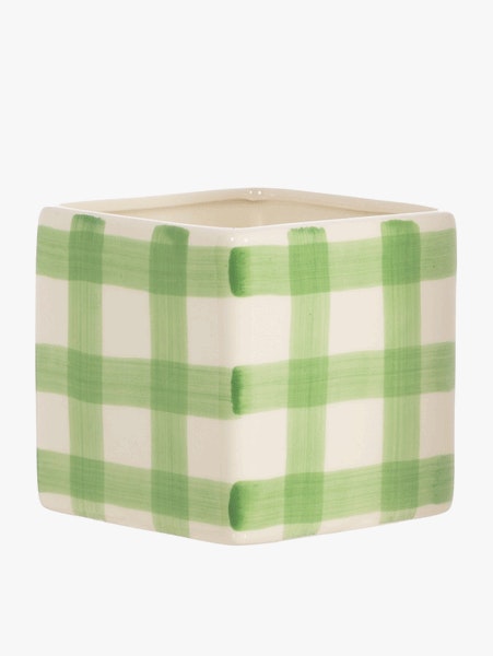 Green Gingham Planter by Sass & Belle