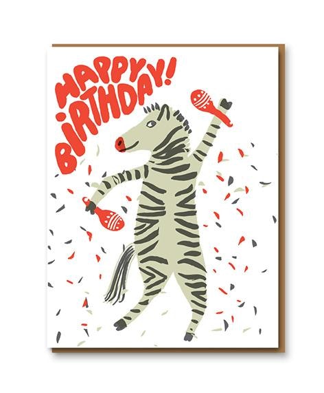 Party Zebra Birthday Card by Egg Press