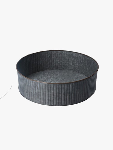 Galvanised Ribbed Round Deep Tray Medium by Gisela Graham
