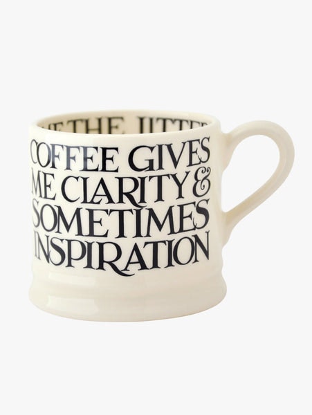 Black Toast All Over Writing 1/2 Pint Mug by Emma Bridgewater