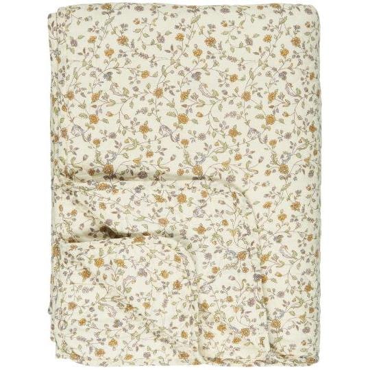 Cream Floral Cotton Quilt by Ib Laursen