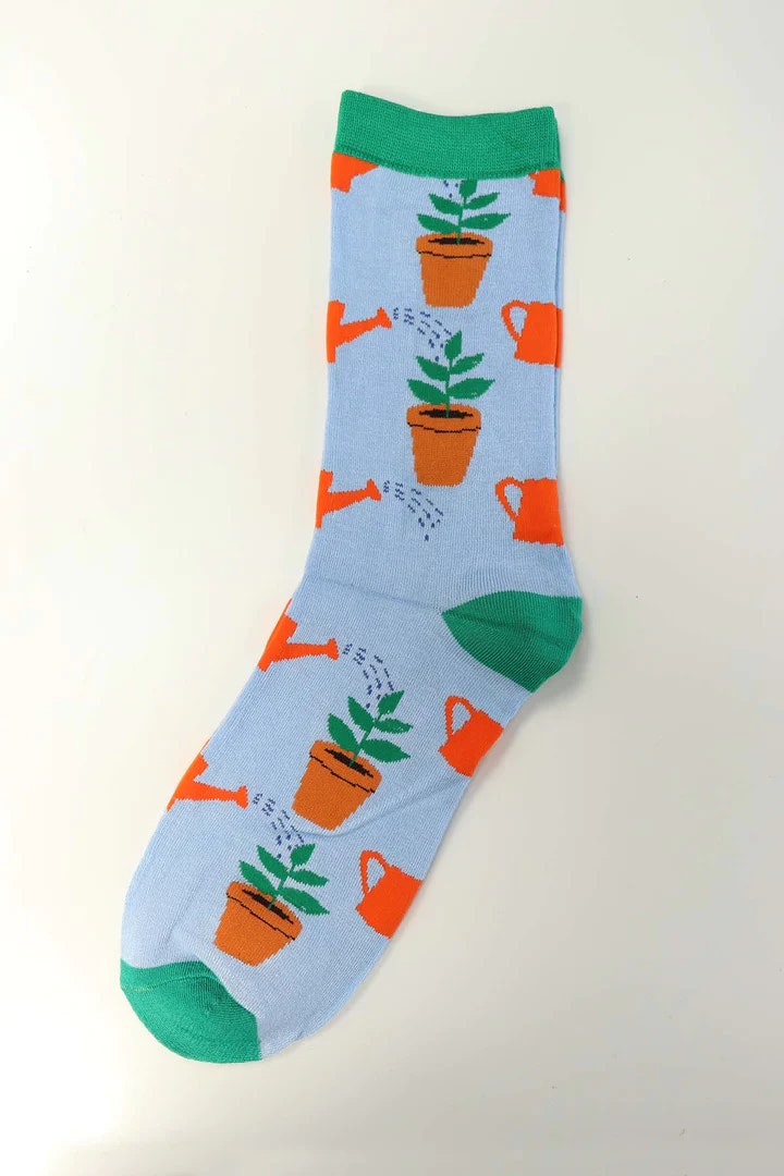 Mens Plant Pot Print Bamboo Socks by Miss Shorthair