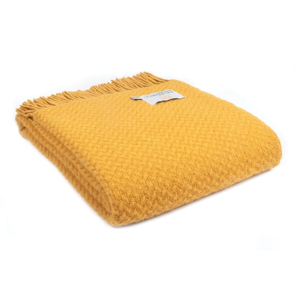Wool Wafer Throw English Mustard by Tweedmill