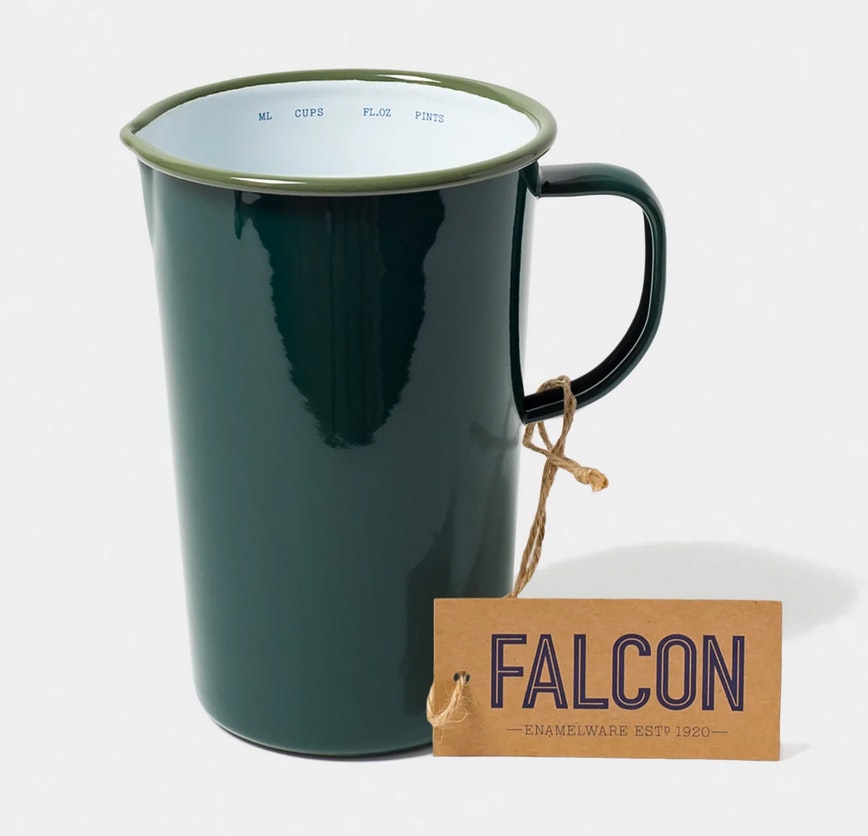2 Pint Enamel Jug Samphire Green by Falcon Enamelware