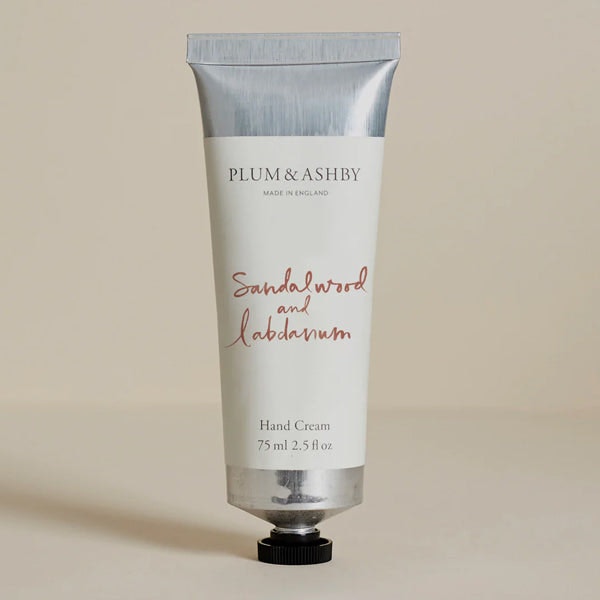 Sandal Wood And Labdanum Hand Cream Tube by Plum & Ashby