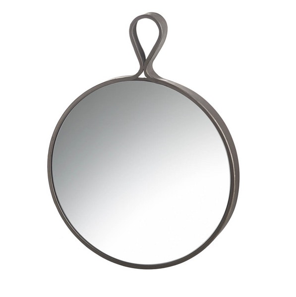 Small Round Black Metal Mirror by Parlane