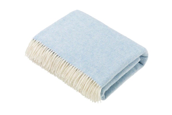 - Luxury Merino Wool Throw - Herringbone Aqua by Bronte by Moon