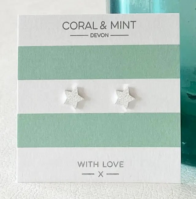 Sparkly Silver Star Studs by Coral & Mint