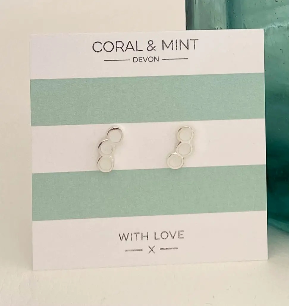 Tri Circle Studs - Pearlescent Enamel by Coral & Mint