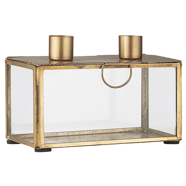 Metal Candle Holder With Lid Glass Box by TUSKcollection