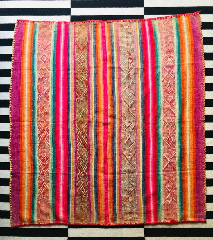 Peruvian Frazada Rug No.17 159x149cm by dickiebirdhomestore